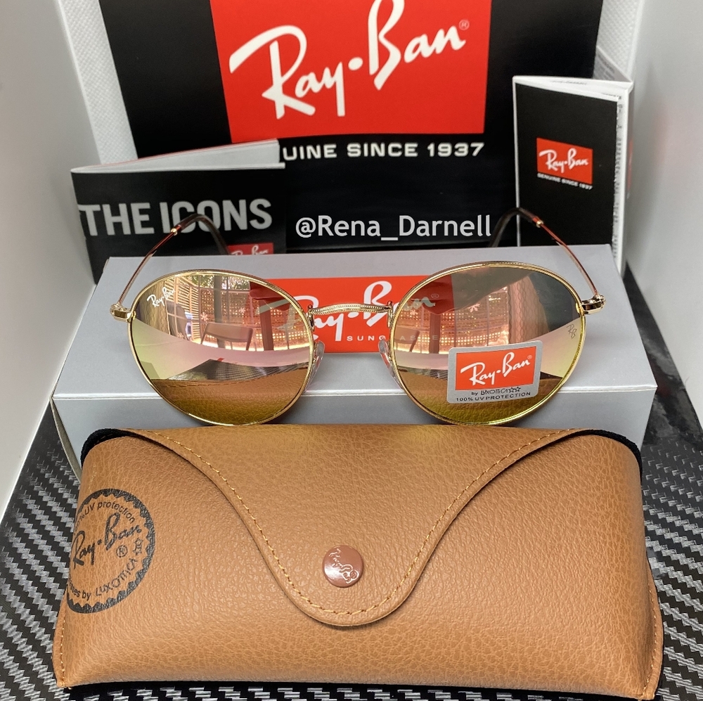 RayBan Round Metal Pink RB3447 Mirror New - Picture 4 of 16